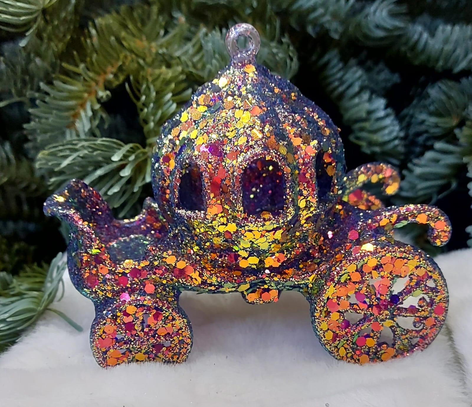 Caleașcă decorativă mov cu sclipici multicolor – set 10 bucăți